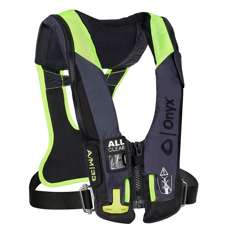 Onyx Impulse A/M 33 All Clear w/Harness Auto/Manual Inflatable Life Jacket - Grey [134300-701-004-21]-Angler's World