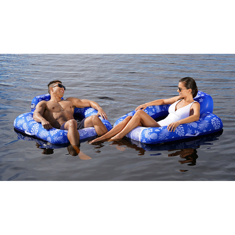 Aqua Leisure Supreme Zero Gravity Chair Hibiscus Pineapple Royal Blue w/Docking Attachment [APL17290S1]-Angler's World