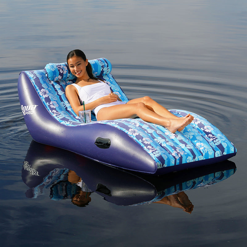 Aqua Leisure Ultra Cushioned Comfort Lounge Hawaiian Wave Print w/Adjustable Pillow [APL17014S2]-Angler's World