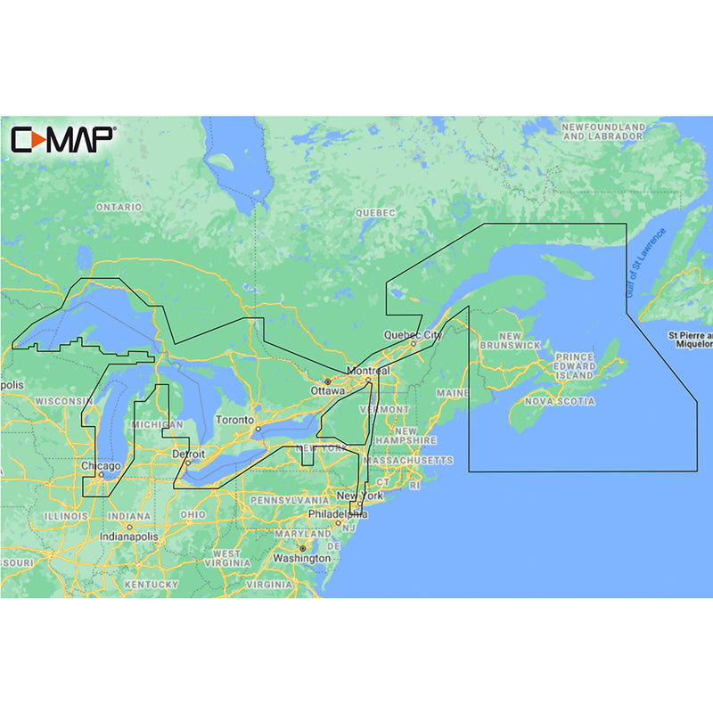 C-MAP M-NA-Y201-MS Great Lakes To Nova Scotia REVEAL Coastal Chart [M-NA-Y201-MS]-Angler's World