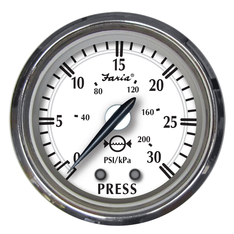 Faria Newport SS 2" Water Pressure Gauge Kit - 0 to 30 PSI [25008]-Angler's World