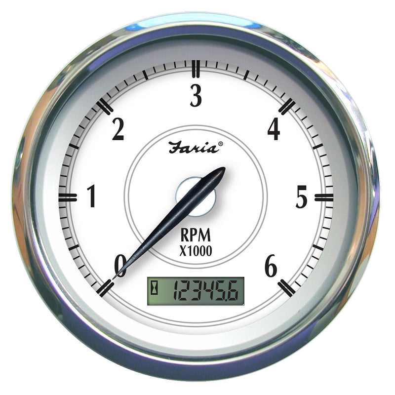 Faria Newport SS 4" Tachometer w/Hourmeter f/Gas Inboard - 6000 RPM [45004]-Angler's World
