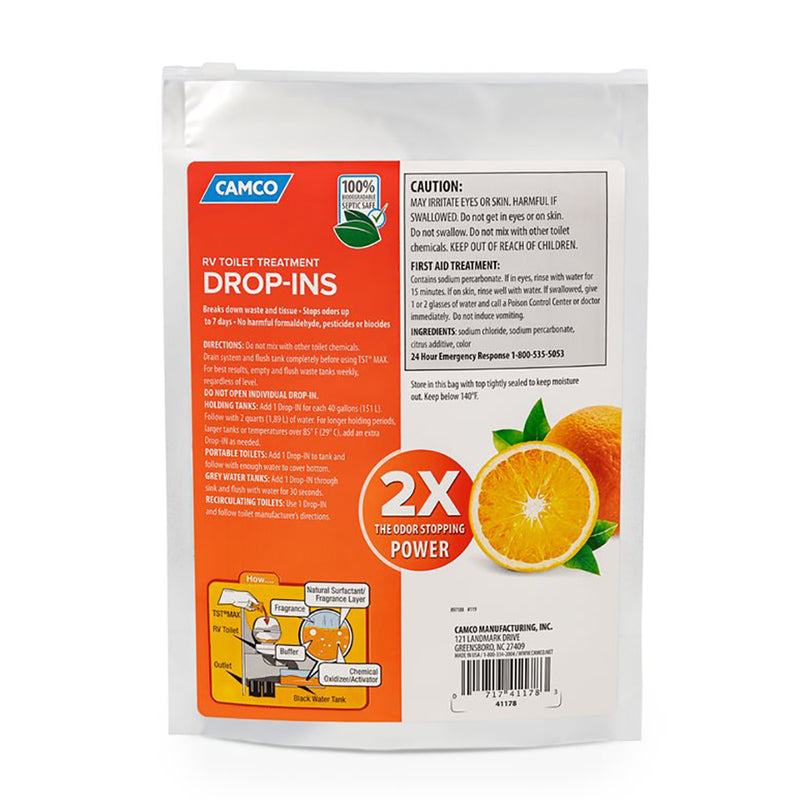 Camco TST MAX Orange RV Toilet Treatment Drop-Ins *10-Pack [41178]-Angler's World