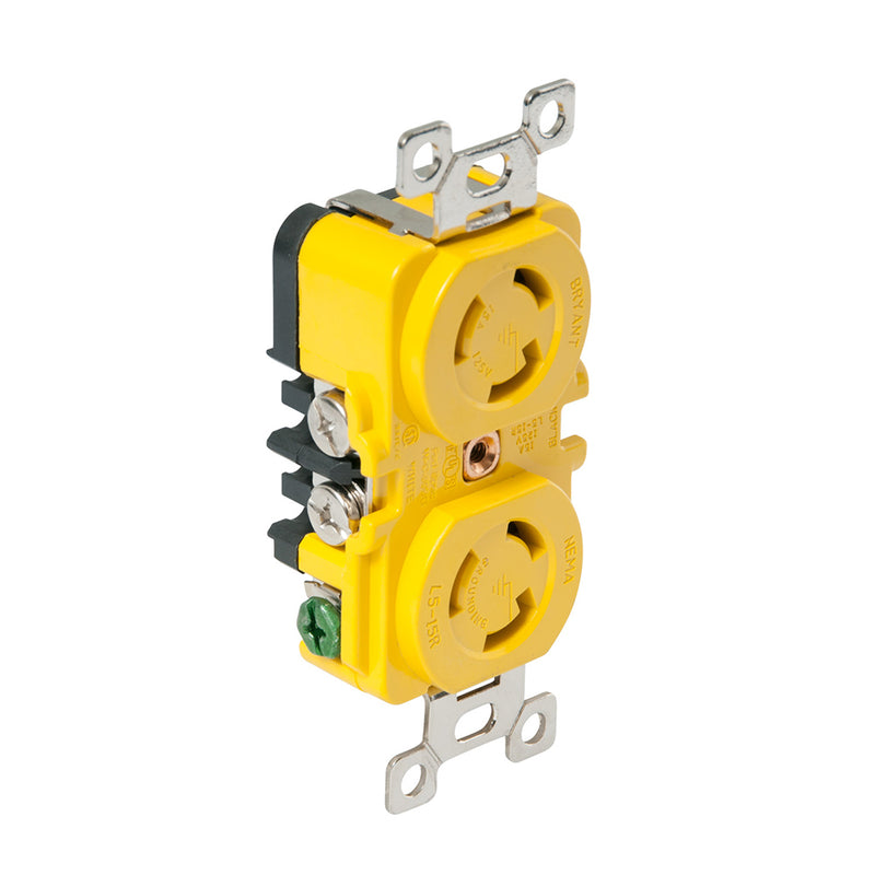Marinco Locking Receptacle - 15A, 125V - Yellow [4700CR]-Angler's World