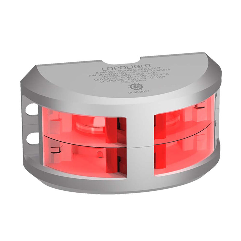 Lopolight Series 200-016 - Double Stacked Navigation Light - 2NM - Vertical Mount - Red - Silver Housing [200-016G2ST]-Angler's World
