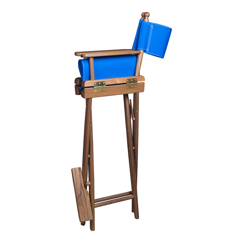 Whitecap Captains Chair w/Blue Seat Covers - Teak [60045]-Angler's World