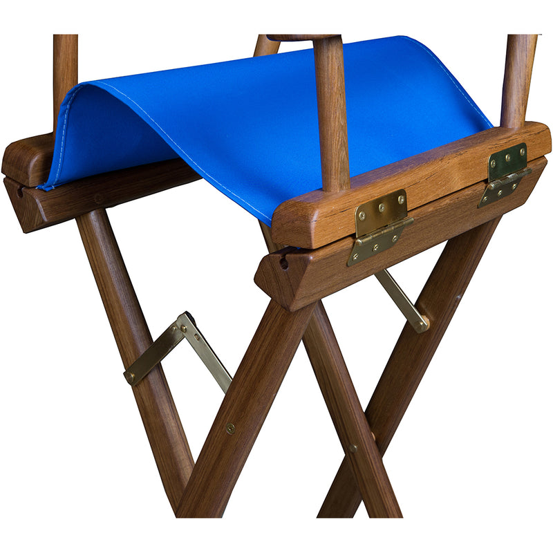 Whitecap Captains Chair w/Blue Seat Covers - Teak [60045]-Angler's World