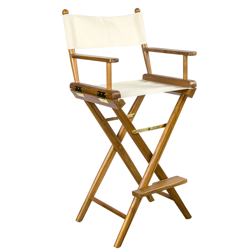 Whitecap Captains Chair w/Natural Seat Covers - Teak [60048]-Angler's World