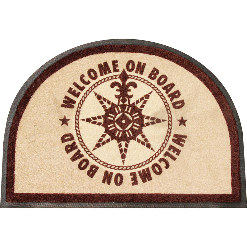 Marine Business Non-Slip WELCOME ON BOARD Half-Moon-Shaped Mat - Brown [41218]-Angler's World