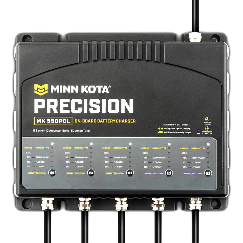 Minn Kota On-Board Precision Charger MK-550 PCL 5 Bank x 10 AMP LI Optimized Charger [1835500]-Angler's World