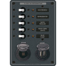 Blue Sea 8120 - 5 Position 12V Panel w/Dual USB 12V Socket [8120]-Angler's World