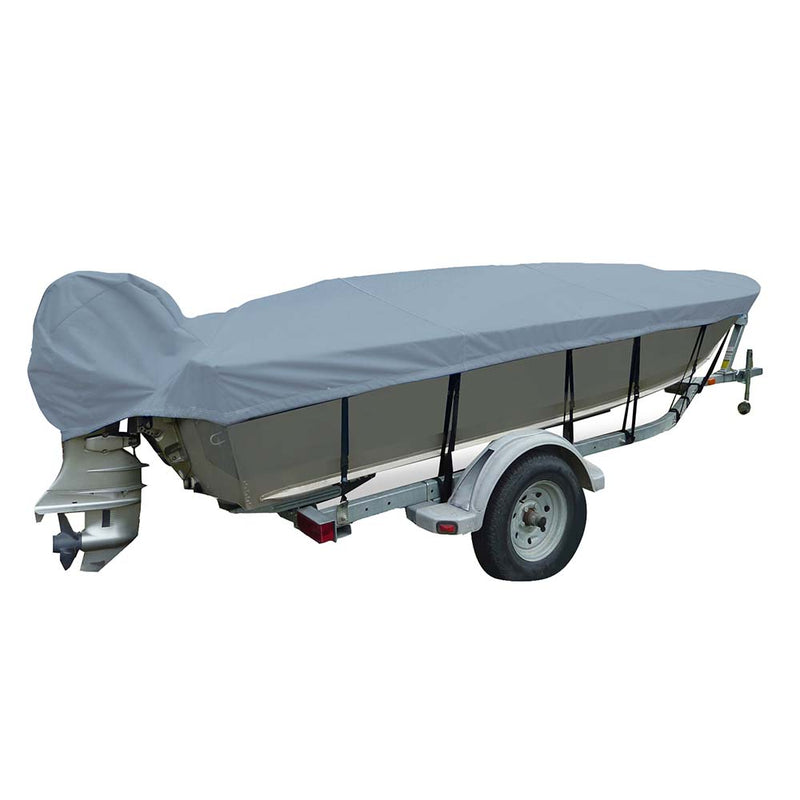 Carver Poly-Flex II Narrow Series Styled-to-Fit Boat Cover f/14.5 V-Hull Fishing Boats - Grey [70124F-10]-Angler's World
