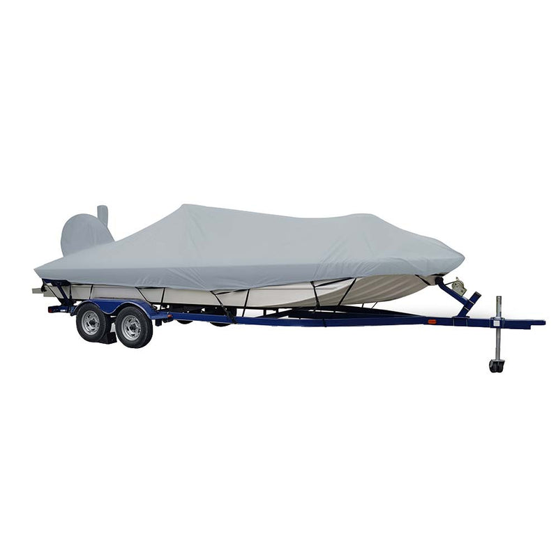Carver Sun-DURA Extra Wide Series Styled-to-Fit Boat Cover f/18.5 Aluminum Modified V Jon Boats - Grey [71418XS-11]-Angler's World