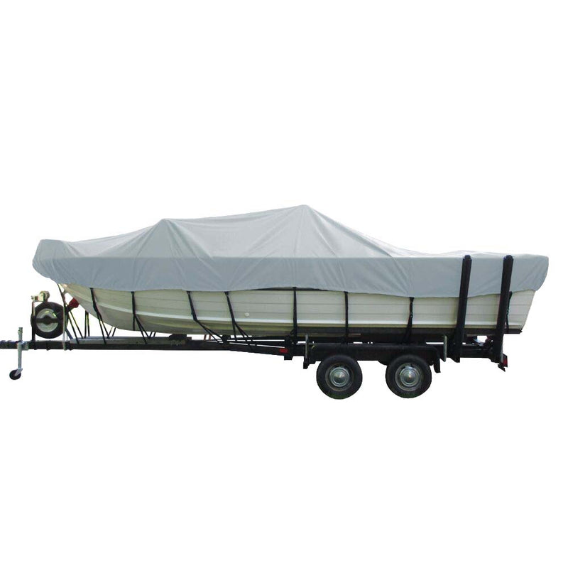Carver Poly-Flex II Wide Series Styled-to-Fit Boat Cover f/18.5 Aluminum V-Hull Sterndrive Boats with Walk-Thru Windshield - Grey [72418F-10]-Angler's World