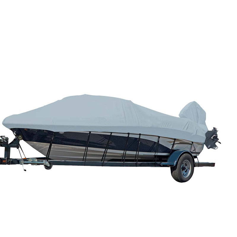 Carver Sun-DURA Styled-to-Fit Boat Cover f/20.5 V-Hull Runabout Boats w/Windshield Hand/Bow Rails - Grey [77020S-11]-Angler's World