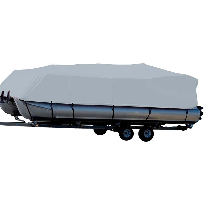 Carver Sun-DURA Styled-to-Fit Boat Cover f/24.5 Pontoons w/Bimini Top Partial Rails - Grey [77624S-11]-Angler's World