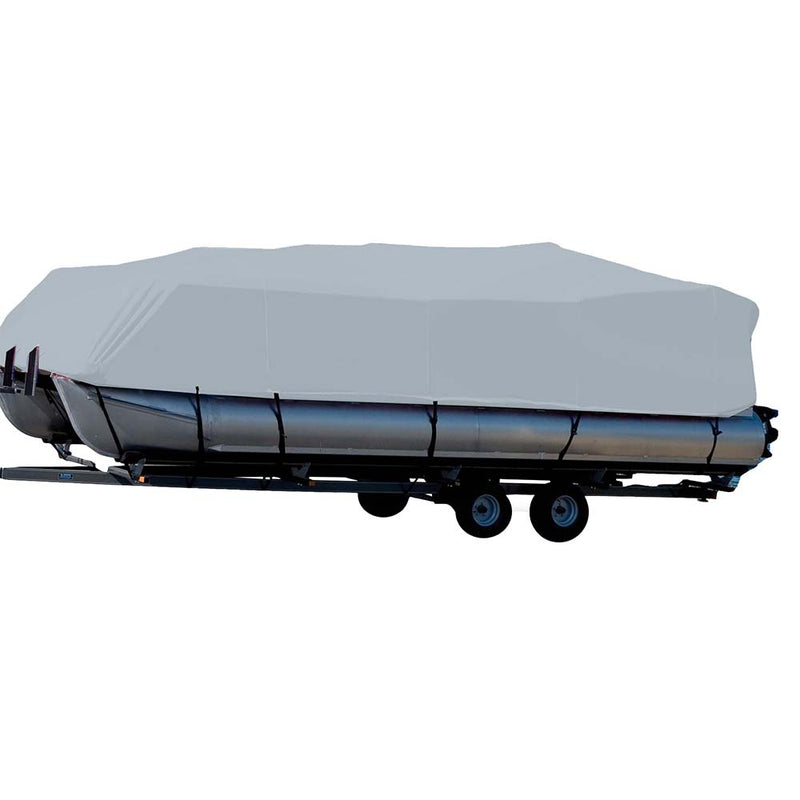 Carver Sun-DURA Styled-to-Fit Boat Cover f/26.5 Pontoons w/Bimini Top Partial Rails - Grey [77626S-11]-Angler's World