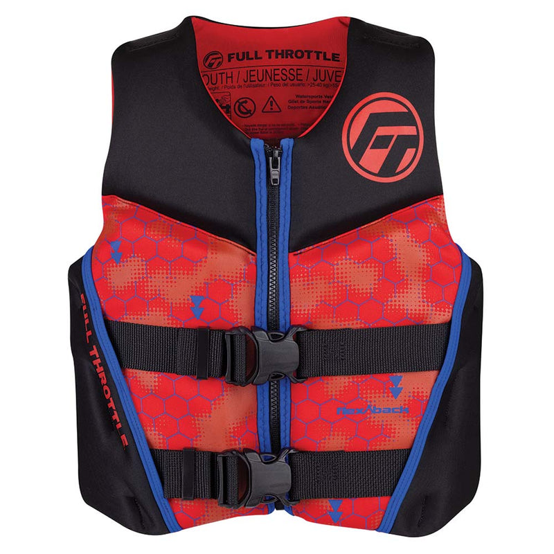 Full Throttle Youth Rapid-Dry Flex-Back Life Jacket - Red/Black [142500-100-002-22]-Angler's World