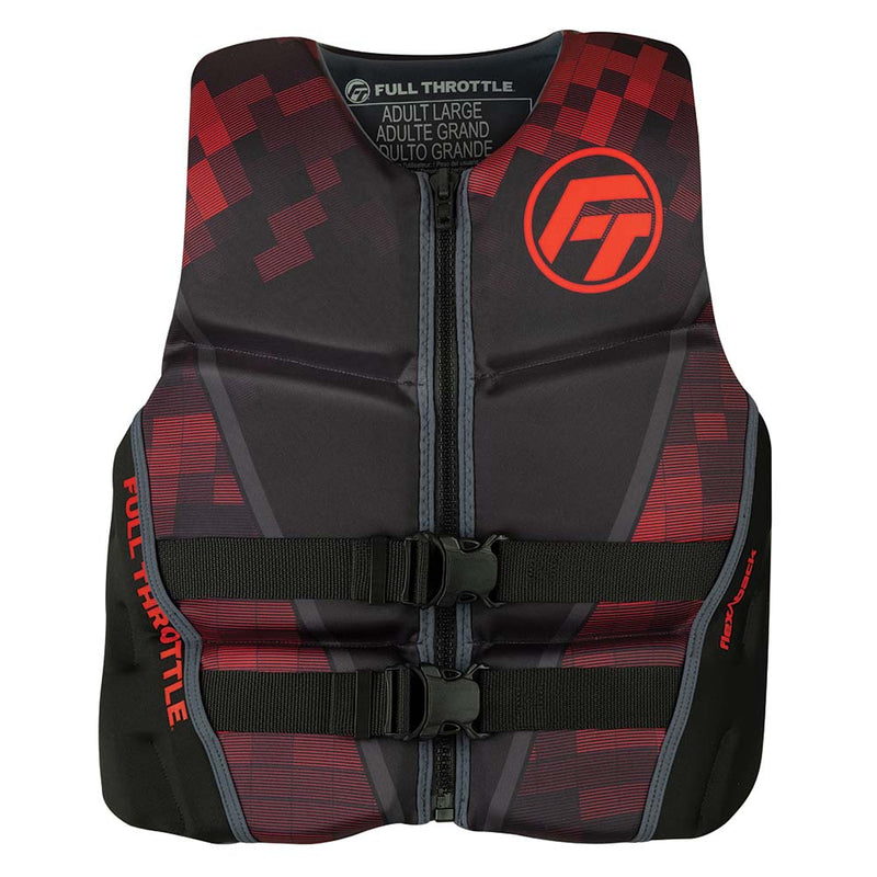 Full Throttle Mens Rapid-Dry Flex-Back Life Jacket - M - Black/Red [142500-100-030-22]-Angler's World