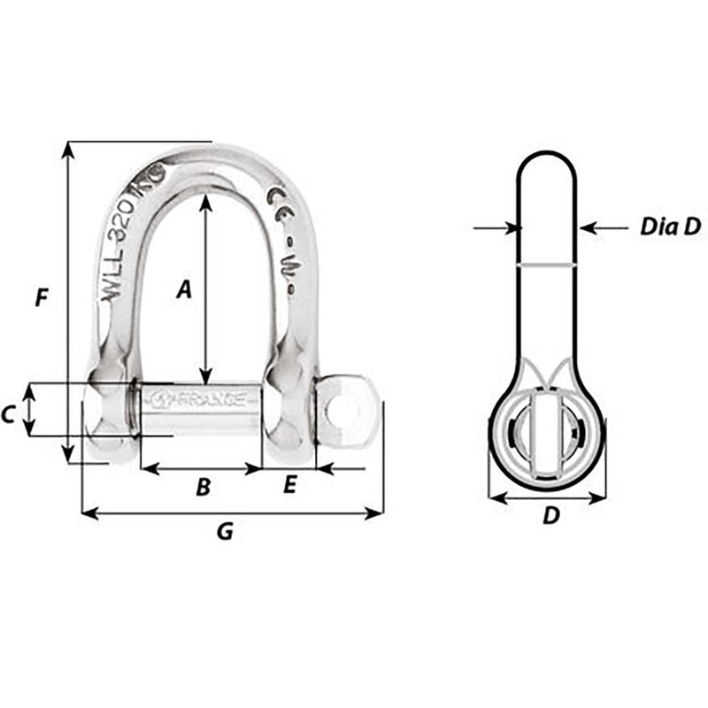 Wichard Self-Locking D Shackle - Diameter 10mm - 13/32" [01205]-Angler's World