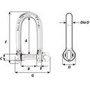 Wicahrd Self-Locking Long D Shackle - Diameter 5mm - 3/16" [01212]-Angler's World