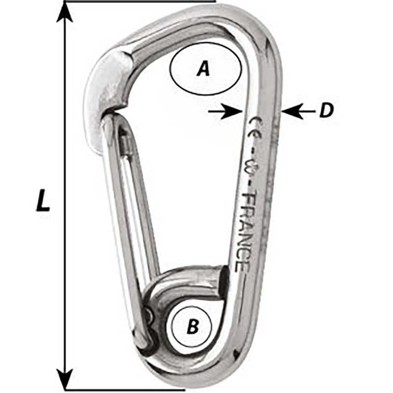 Wichard Asymmetric Carbine Hook - Length 80mm - 5/16" [02325]-Angler's World