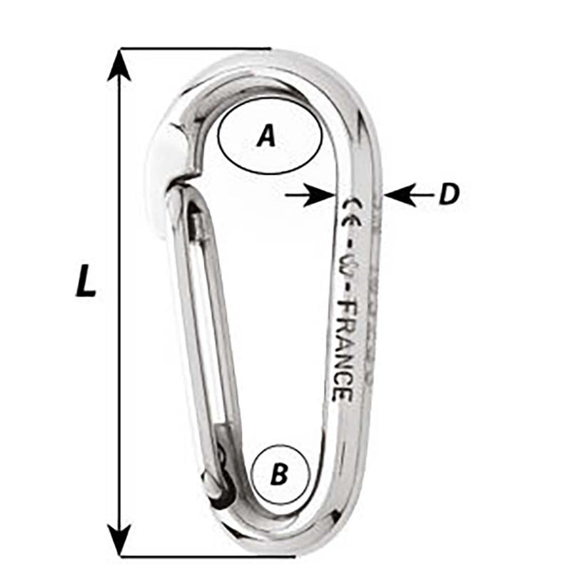 Wichard Symmetric Carbine Hook Without Eye - Length 100mm - 13/32" [02336]-Angler's World