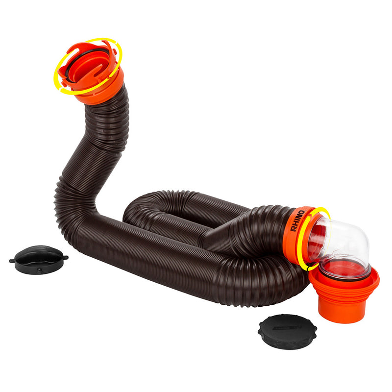 Camco RhinoFLEX 15 Sewer Hose Kit w/4 In 1 Elbow Caps [39761]-Angler's World