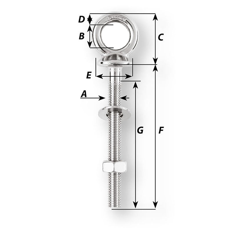 Wichard Eye Bolt - Diameter 15/32" - Length 1-9/16" [06490]-Angler's World