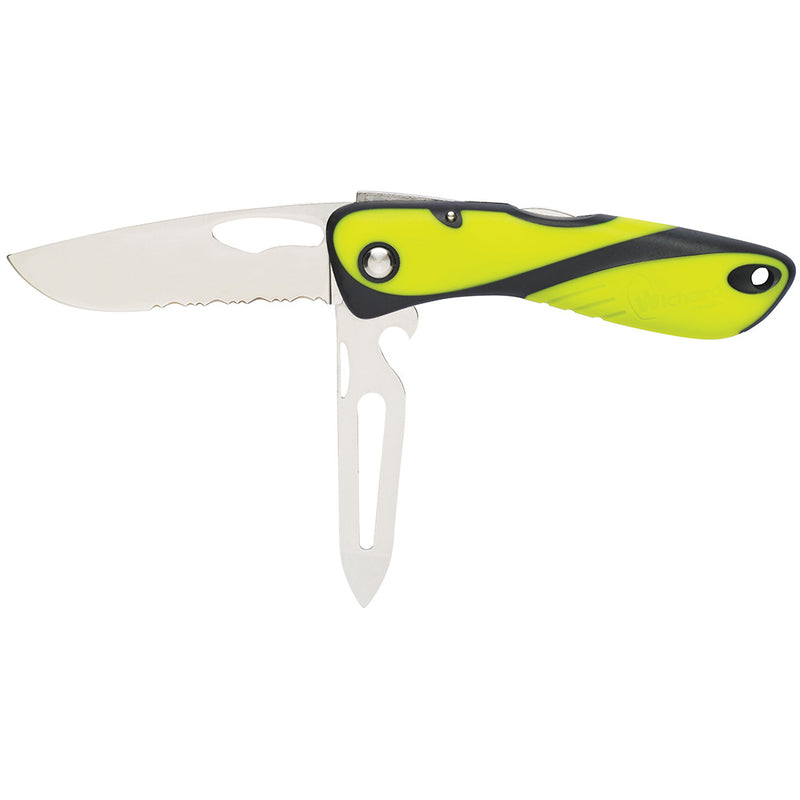 Wichard Offshore Knife - Serrated Blade - Shackler/Spike - Fluorescent [10122]-Angler's World