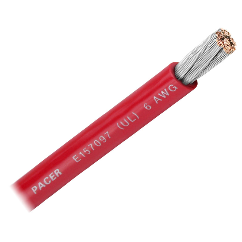 Pacer Red 6 AWG Battery Cable - Sold By The Foot [WUL6RD-FT]-Angler's World