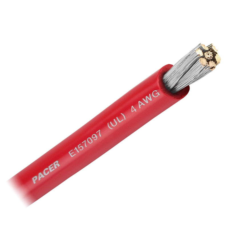 Pacer Red 4 AWG Battery Cable - Sold By The Foot [WUL4RD-FT]-Angler's World