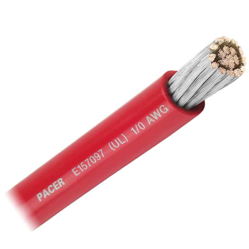 Pacer Red 1/0 AWG Battery Cable - Sold By The Foot [WUL1/0RD-FT]-Angler's World