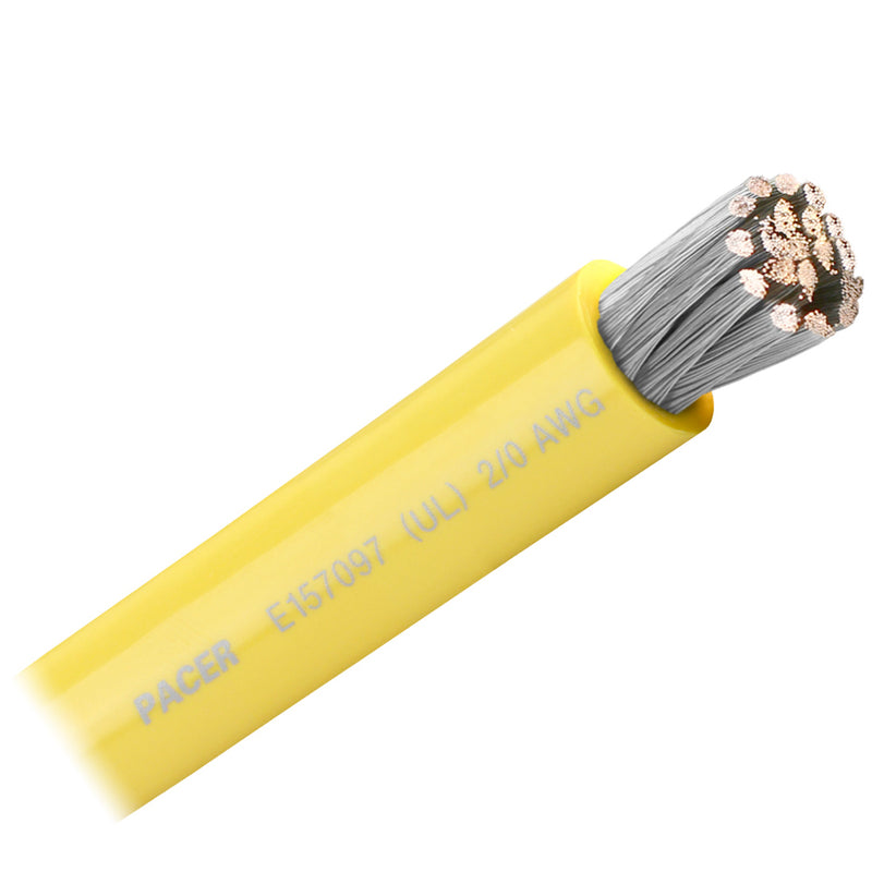 Pacer Yellow 2/0 AWG Battery Cable - Sold By The Foot [WUL2/0YL-FT]-Angler's World
