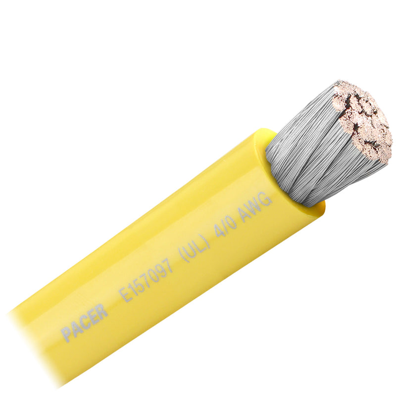 Pacer Yellow 4/0 AWG Battery Cable - Sold By The Foot [WUL4/0YL-FT]-Angler's World