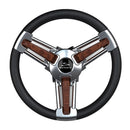 Schmitt Marine Burano Wheel 14" 3/4" Tapered Shaft Burl Polyurethane w/Stainless Spoke Includes Center Cap/Nut [PU105111-04R]-Angler's World