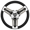 Schmitt Marine Burano Wheel 14" 3/4" Tapered Shaft Black Polyurethane w/Stainless Spoke Includes Center Cap/Nut [PU1051B1-04R]-Angler's World