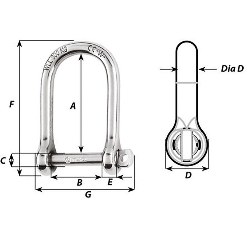 Wichard Self-Locking Large Opening Shackle - 6mm Diameter - 1/4" [01263]-Angler's World