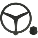 Uflex - V46 - 13.5" Stainless Steel Steering Wheel w/Speed Knob Chrome Nut - Black [V46B KIT]-Angler's World