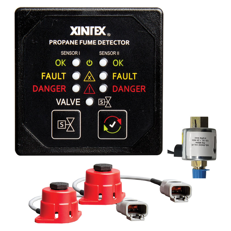 Fireboy-Xintex Propane Fume Detector, 2 Channel, 2 Sensors, Solenoid Valve Control 20 Cable - 24V DC [P-2BS-24-R]-Angler's World