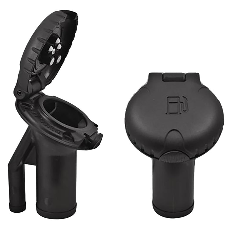 Attwood Deck Fill f/Pressure Relief Systems - Angled Body Scalloped Black Plastic Cap [99DFPVAB1S]-Angler's World