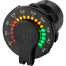 Sea-Dog Round Rainbow Voltmeter w/USB USB-C Power Socket [426519-1]-Angler's World
